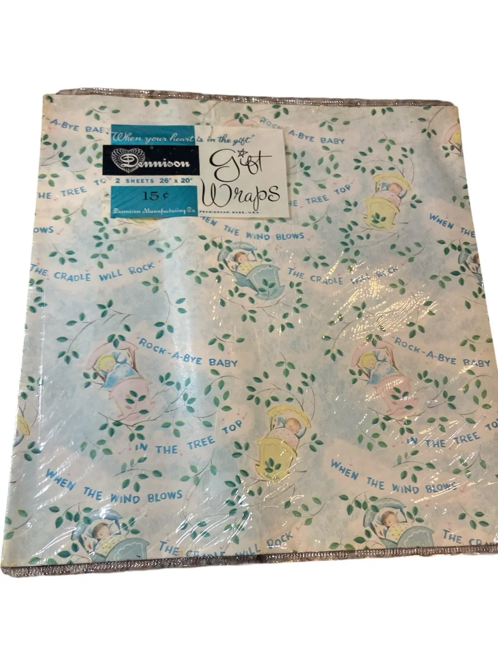 Vintage Pastel Newborn Baby Shower Wrapping Paper- Blue, Pink, Yellow Pattern